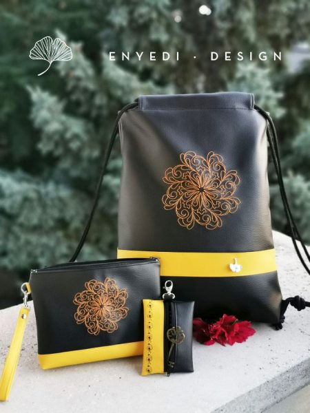 Sárga mandala mintás gymbag szett