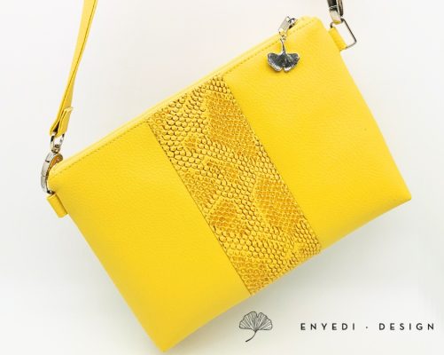 Mustársárga kígyómintás kistáska