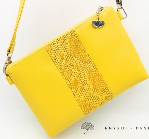 Mustársárga kígyómintás kistáska